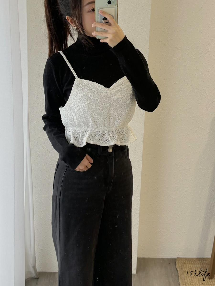 |現貨|緹花後綁帶小背心(白)