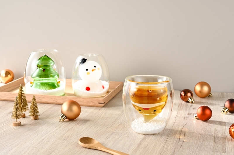 好玻聖誕交換禮物雪人雙層玻璃杯