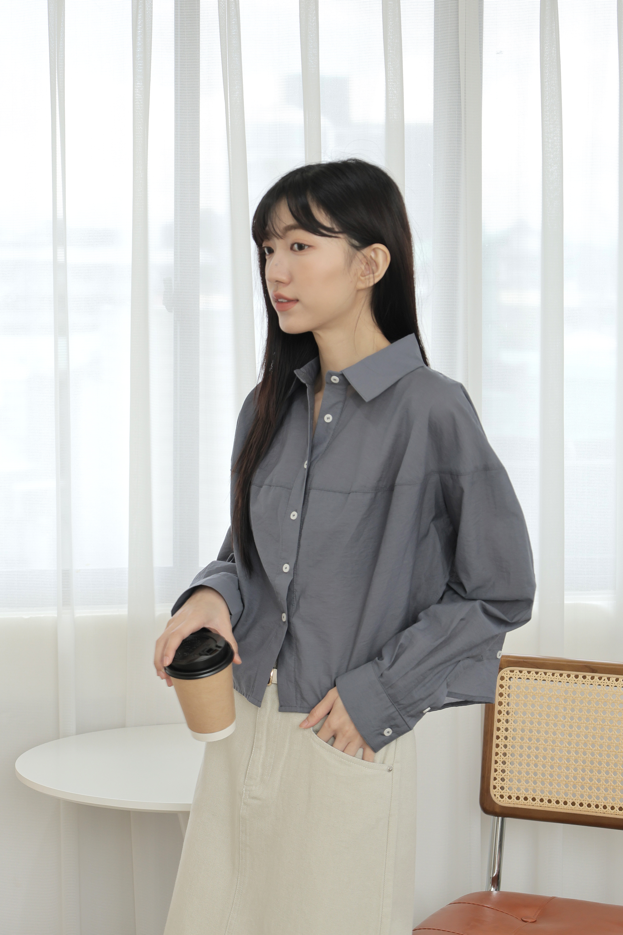 OH！HER 質感輕型側釦襯衫
