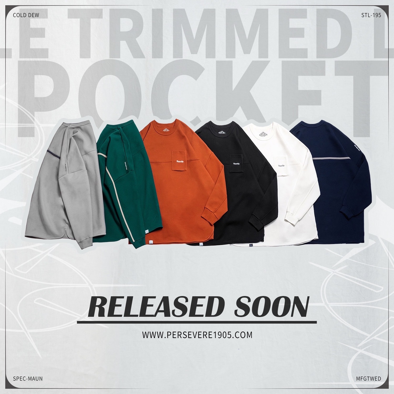 Persevere Anti-wrinkle Trimmed L/s Classic Pocket T-shirt 長袖 大學T 六色