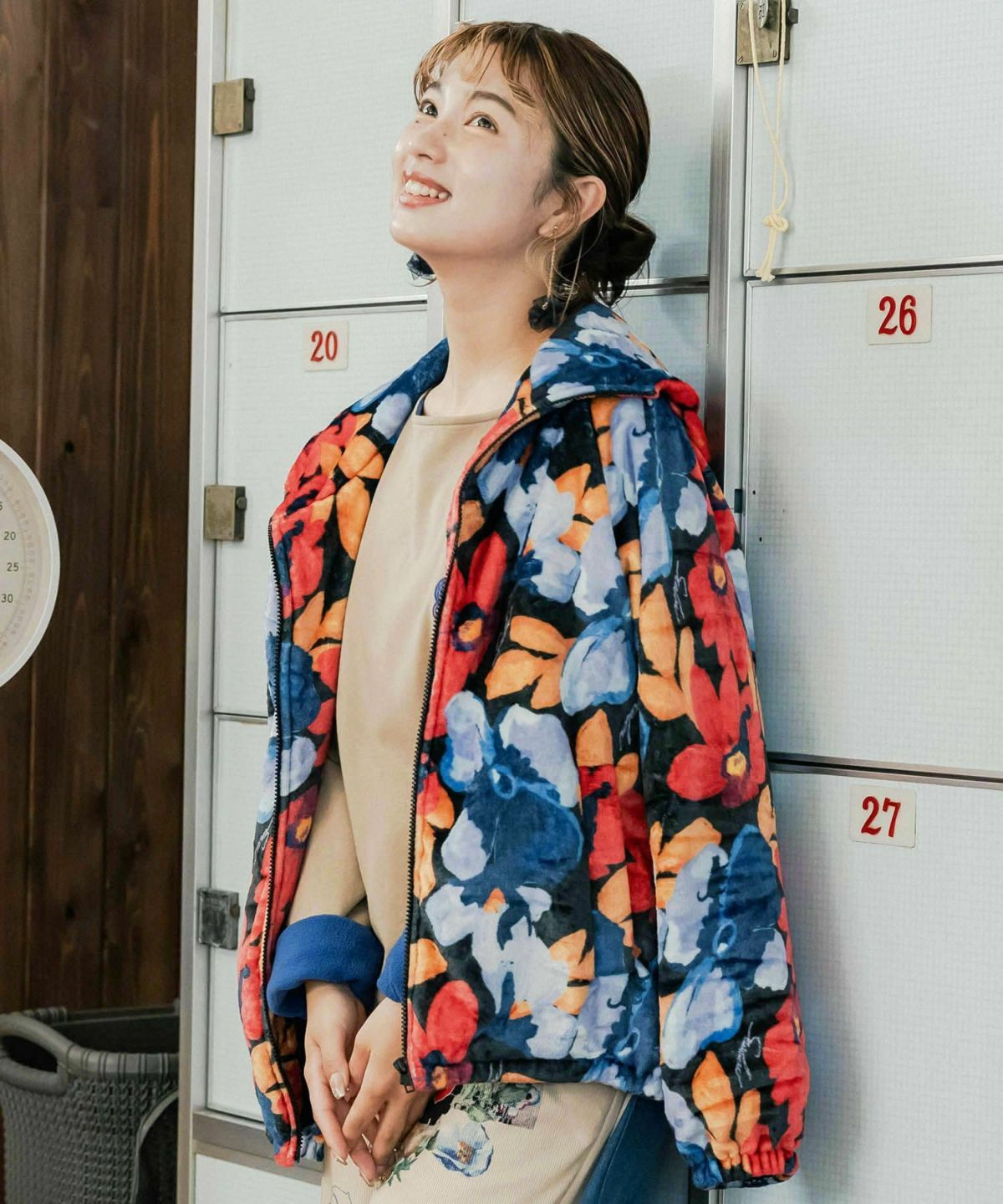 Pre-order - Scolar Floral fluffy flannel Blouson