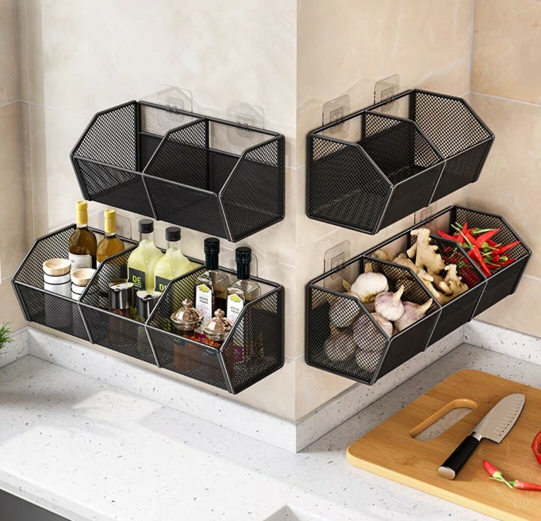 廚房免打孔壁掛收納籃