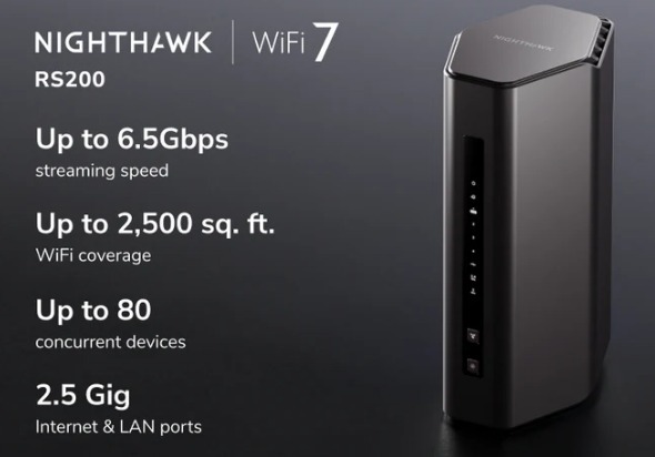 Netgear Nighthawk (RS200) 雙頻 BE6500 WiFi 7 路由器