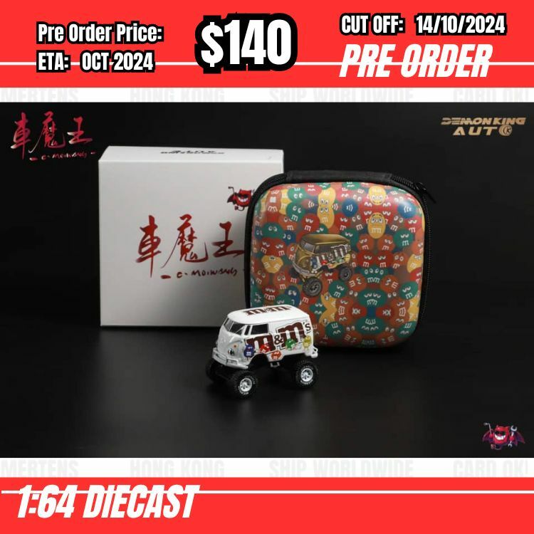 PO-$140 * Demon King Auto * 1:64 VW T1 Short Axis White Big Foot [OD11/10]
