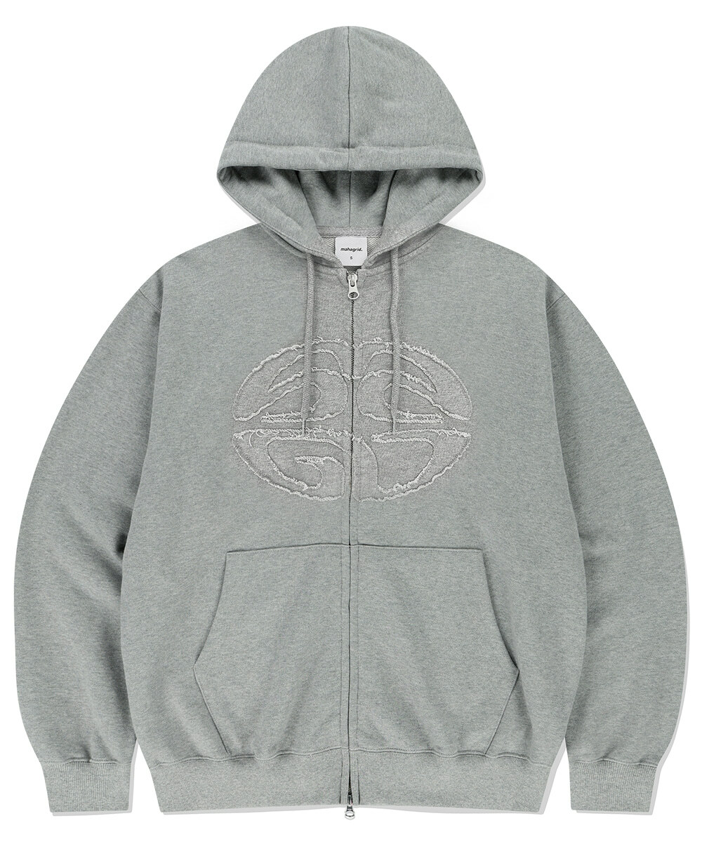 MAHAGRID - ECLIPSE RAW CUT ZIP UP HOODIE (GREY)