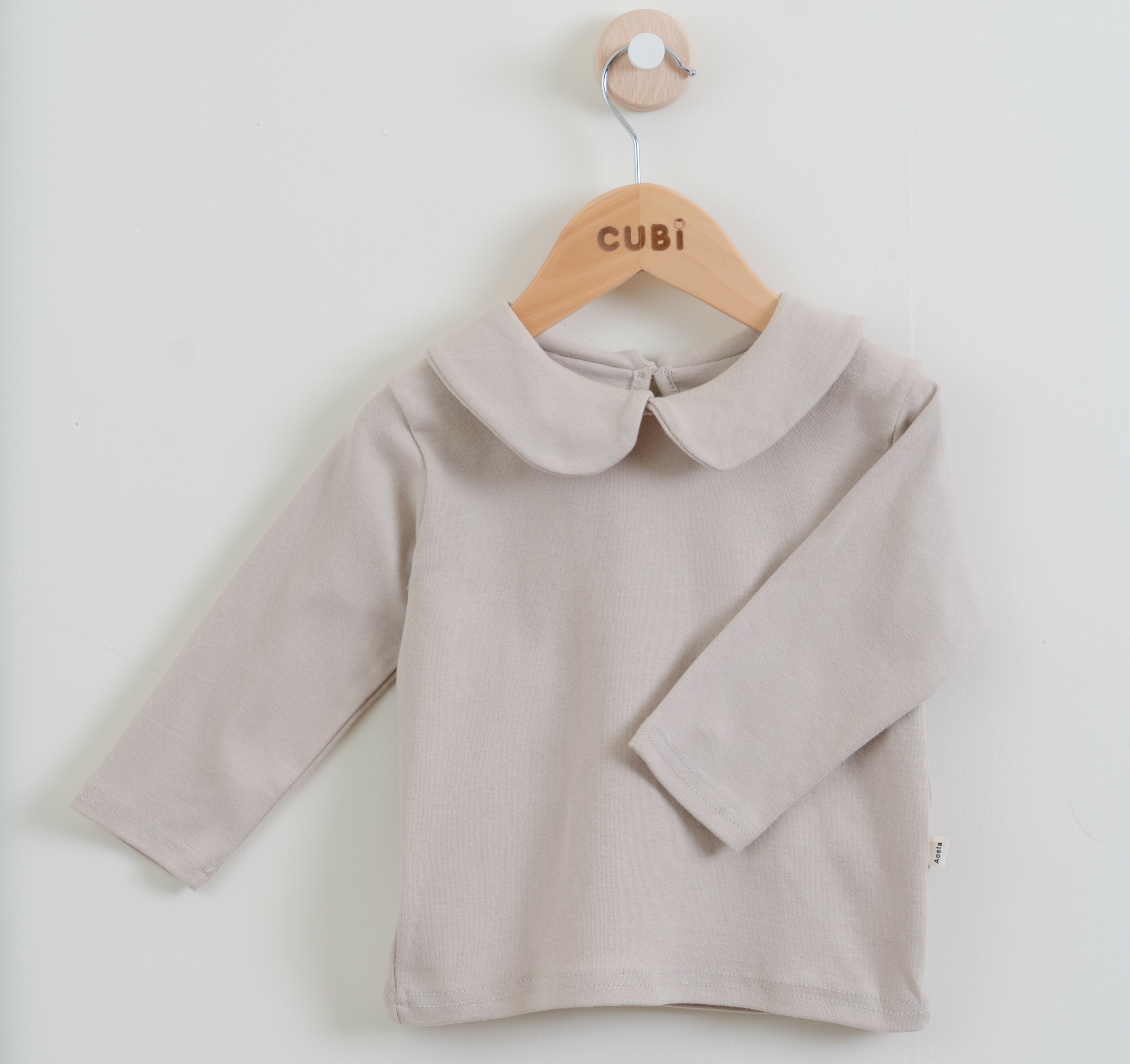 韓國 Aosta-秋款小圓領娃娃上衣-灰色