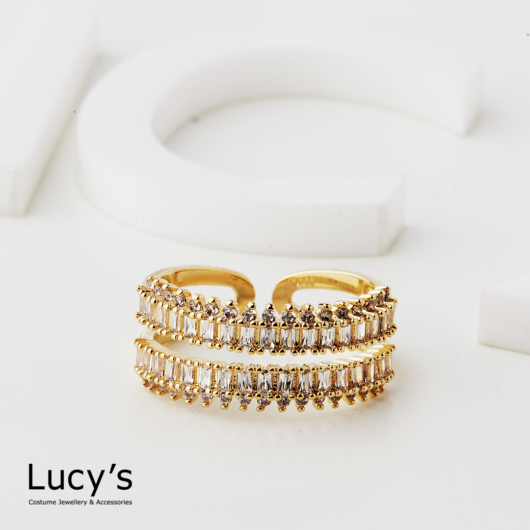 璀璨雙排鑽 開口戒 (二色) (118764/118765)