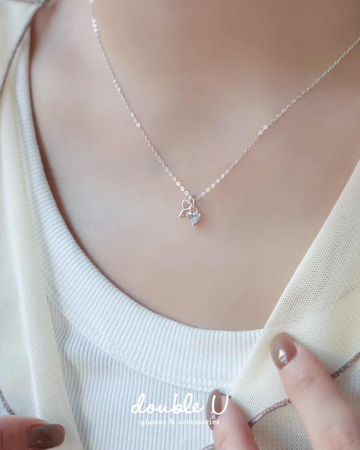 愛心小鑽鑰匙・純銀項鍊 (HNS10047)