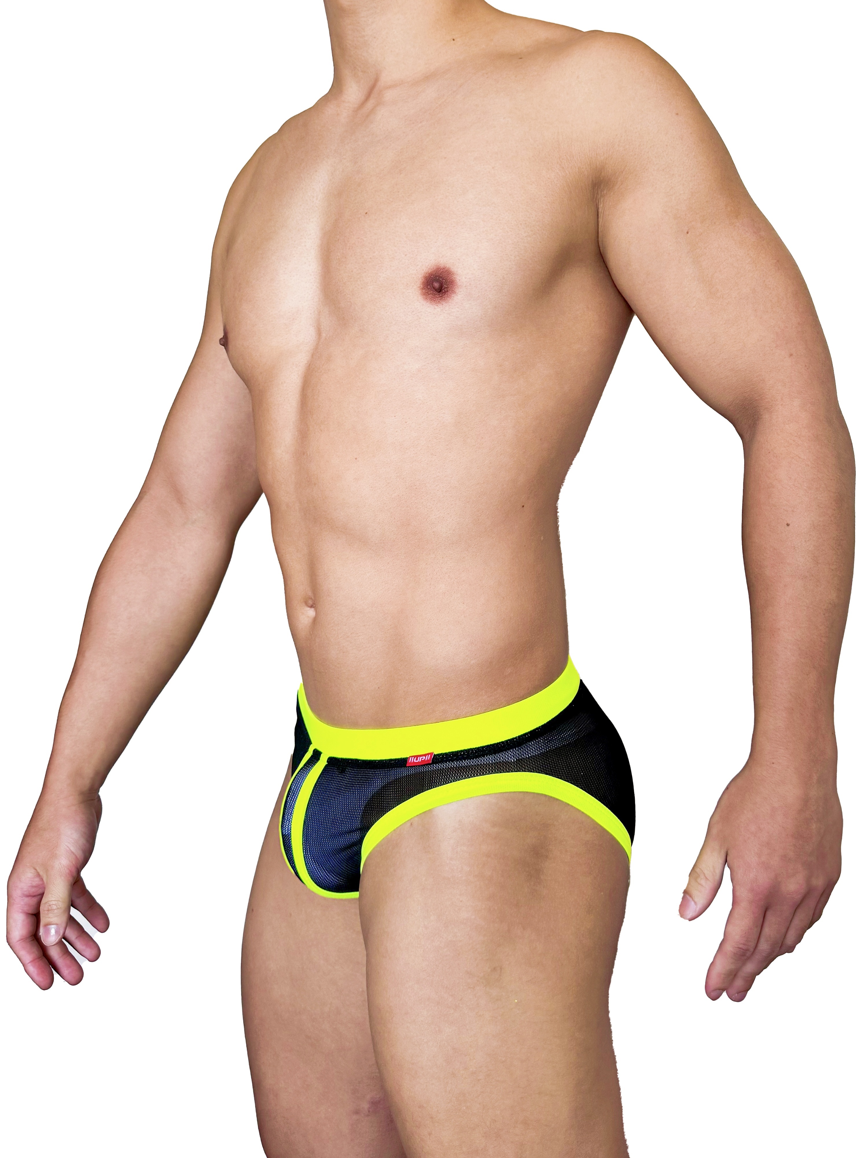 Double Stripe Sheer 全透三角內褲 黑/螢光青