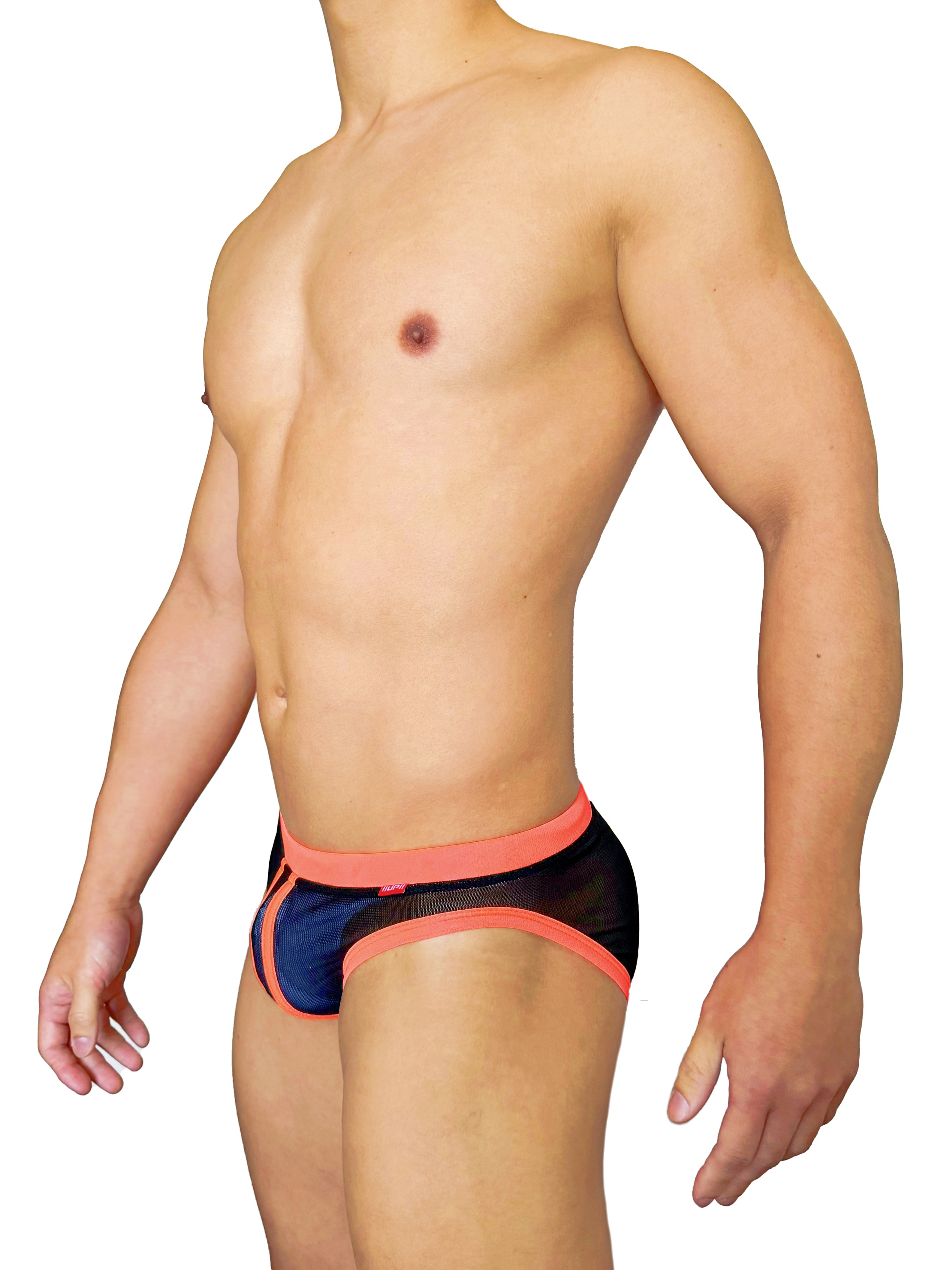 Double Stripe Sheer 全透三角內褲 黑/螢光橙