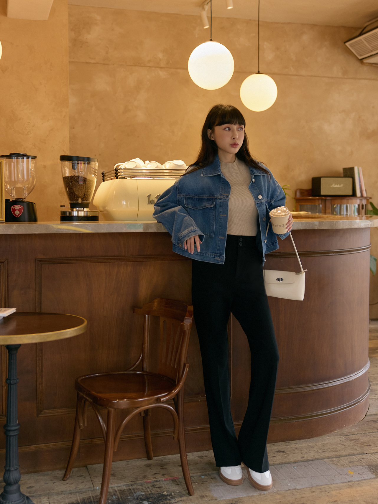 復古刷色車線牛仔外套