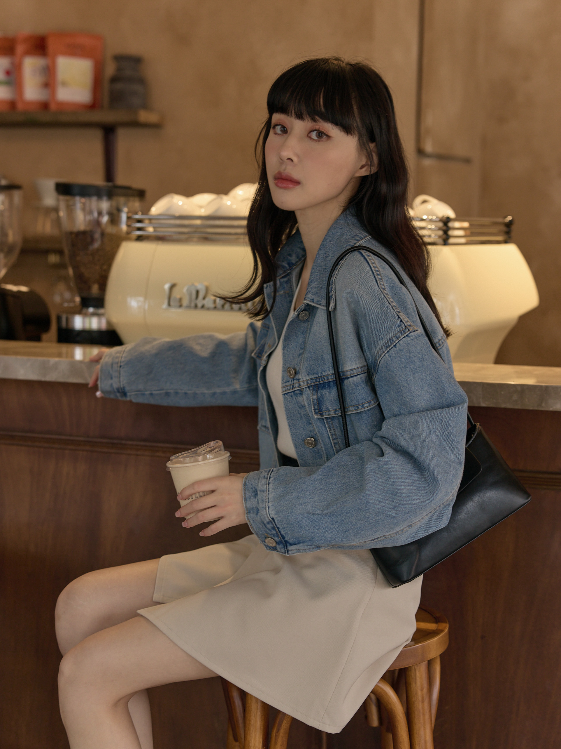 復古刷色車線牛仔外套