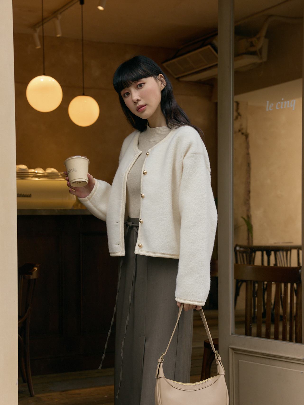 軟綿手感質感金釦外套