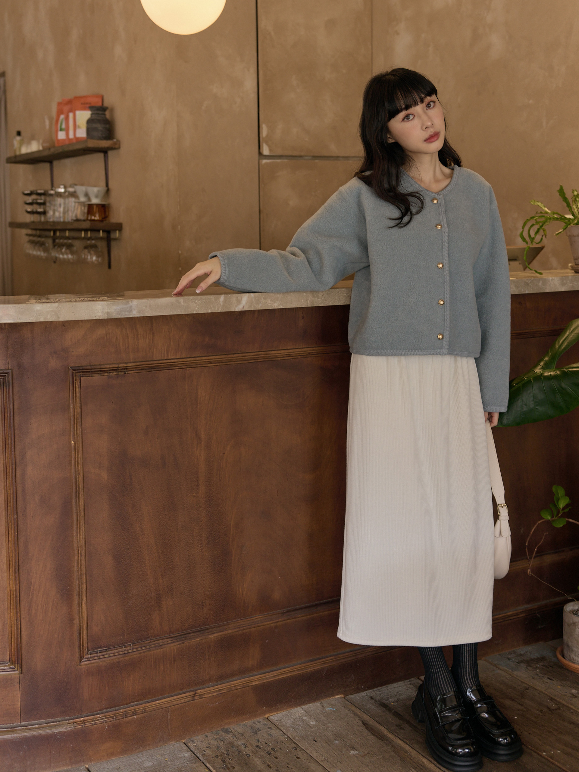 軟綿手感質感金釦外套