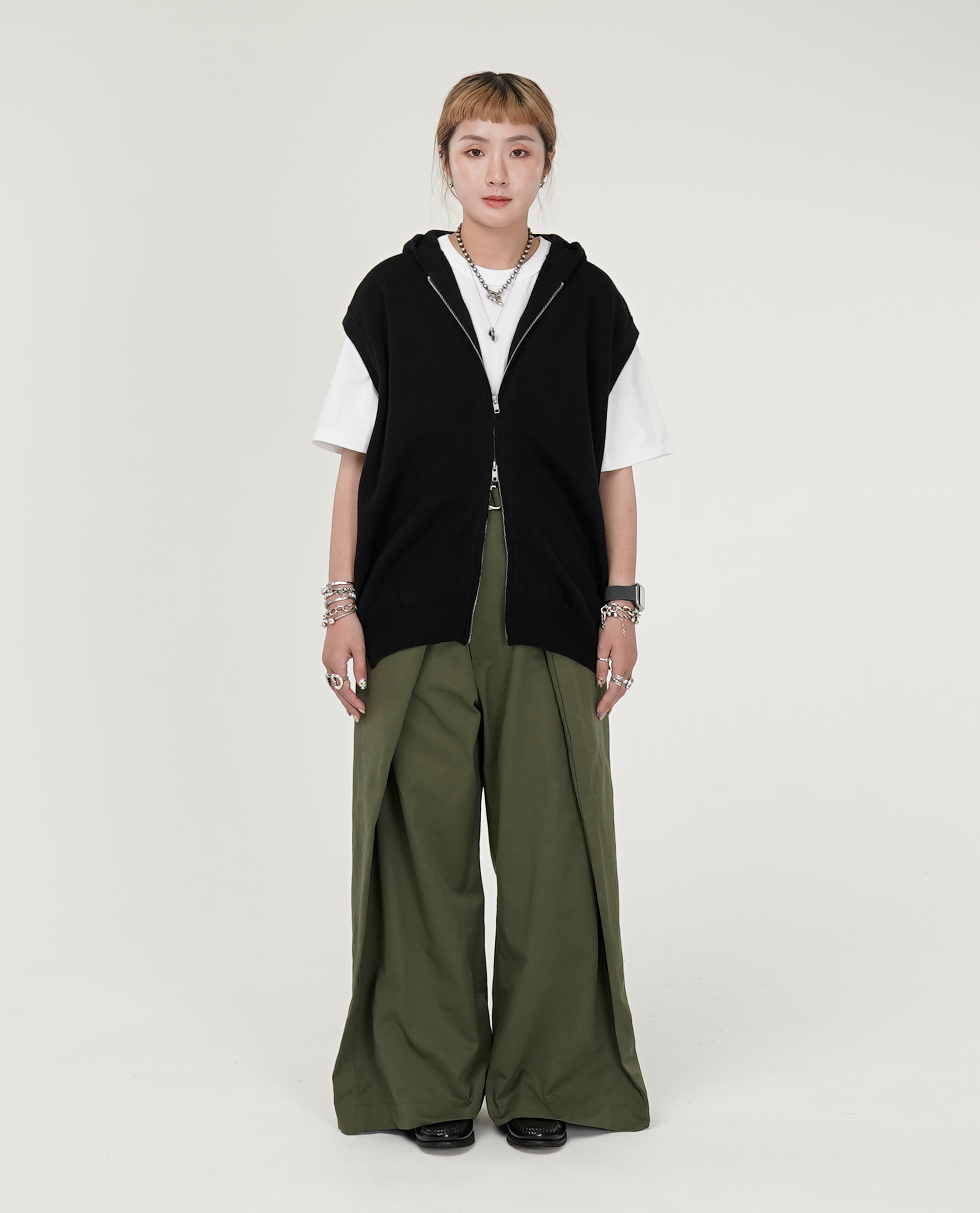 連帽拉鍊棉背心