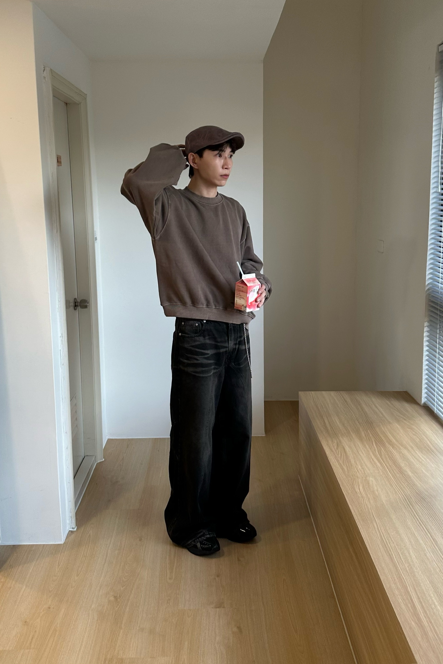 boxy洗舊短版大學Tee