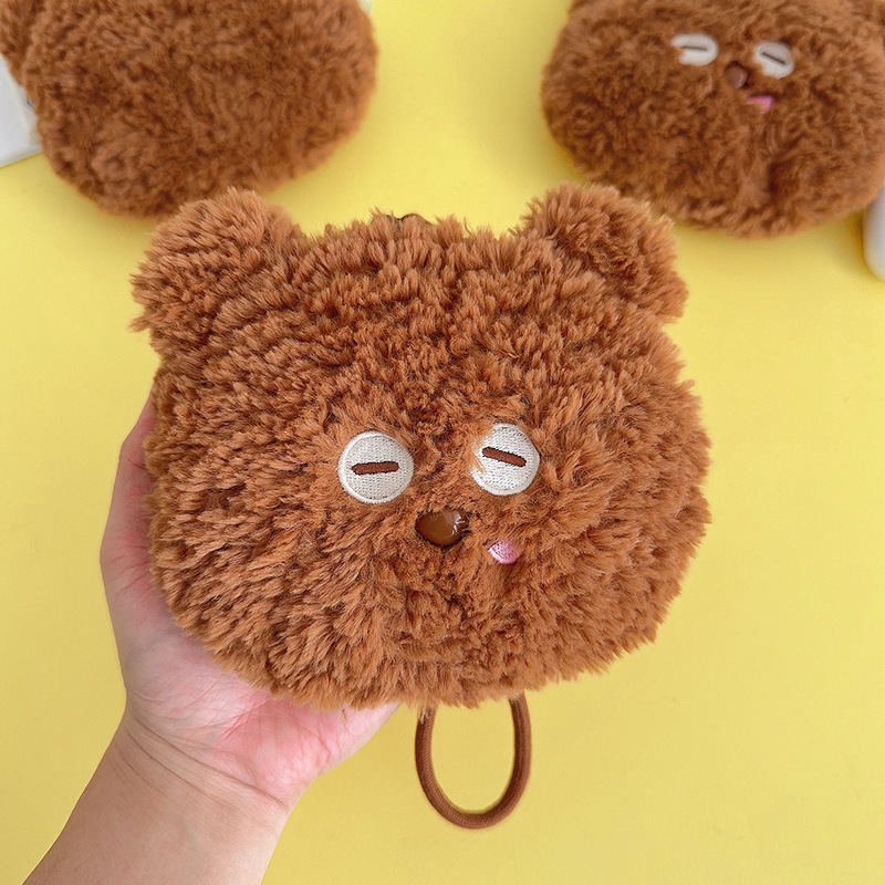 《4954》日系毛茸茸手腕繩小熊零錢包