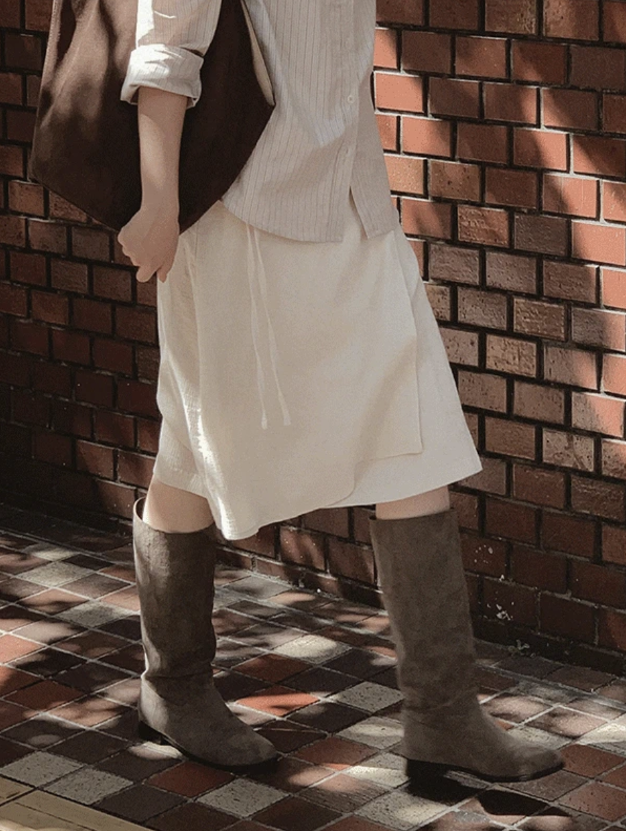 預訂｜SLOWAND #SLOWMADE Matte Tone Layering Wrap Skirt (One Color)