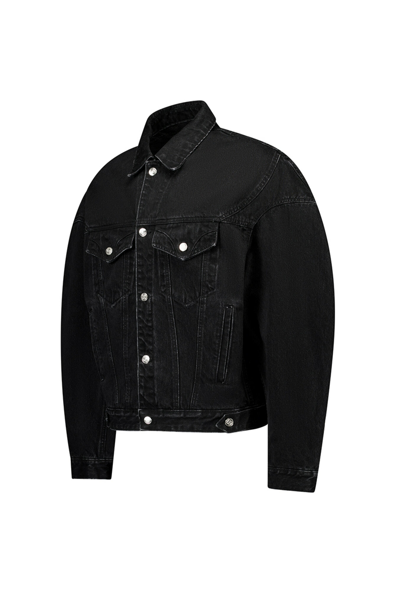 丁字剪裁丹寧夾克－黑