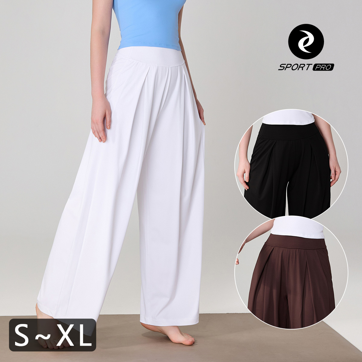 高腰垂墜打折休閒大寬筒瑜珈/運動/機能褲*