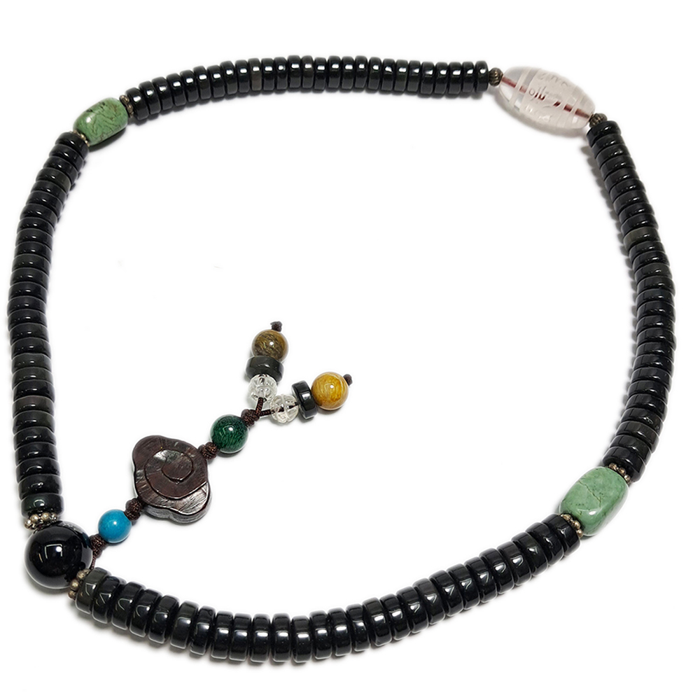 祥雲{紫檀}&黑曜岩108念珠8*3mm【十方】123925