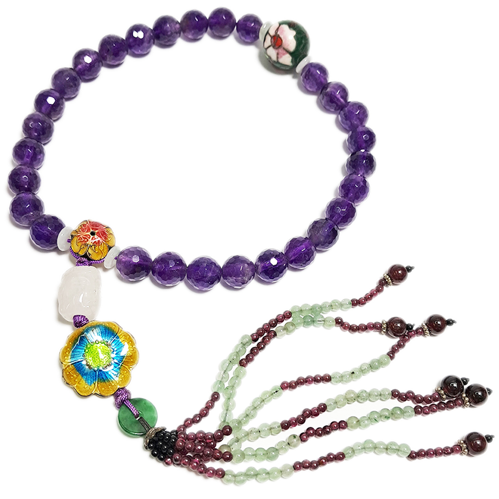 白玉佛首&紫晶{晶鑽)提珠10mm【十方】128265