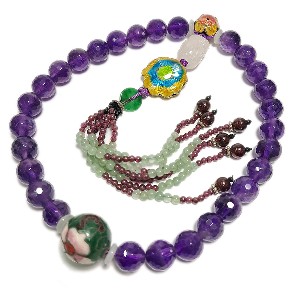 白玉佛首&紫晶{晶鑽)提珠10mm【十方】128265