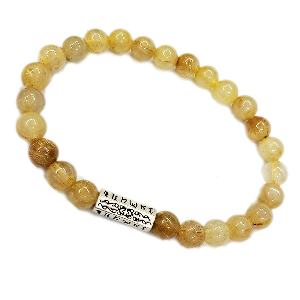 六字真言{925銀}+鈦晶手珠7mm【十方】139471