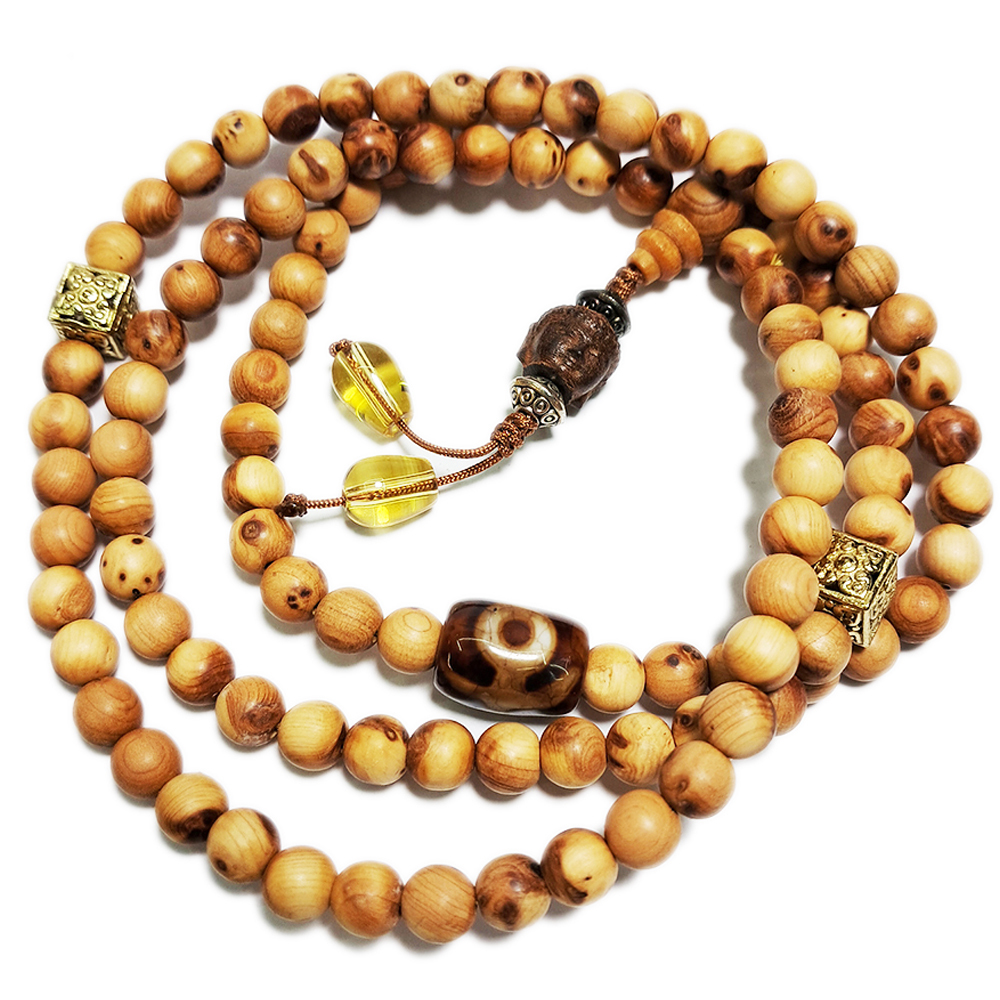 佛首(沉木)+高級崖柏108念珠6mm【十方】139979