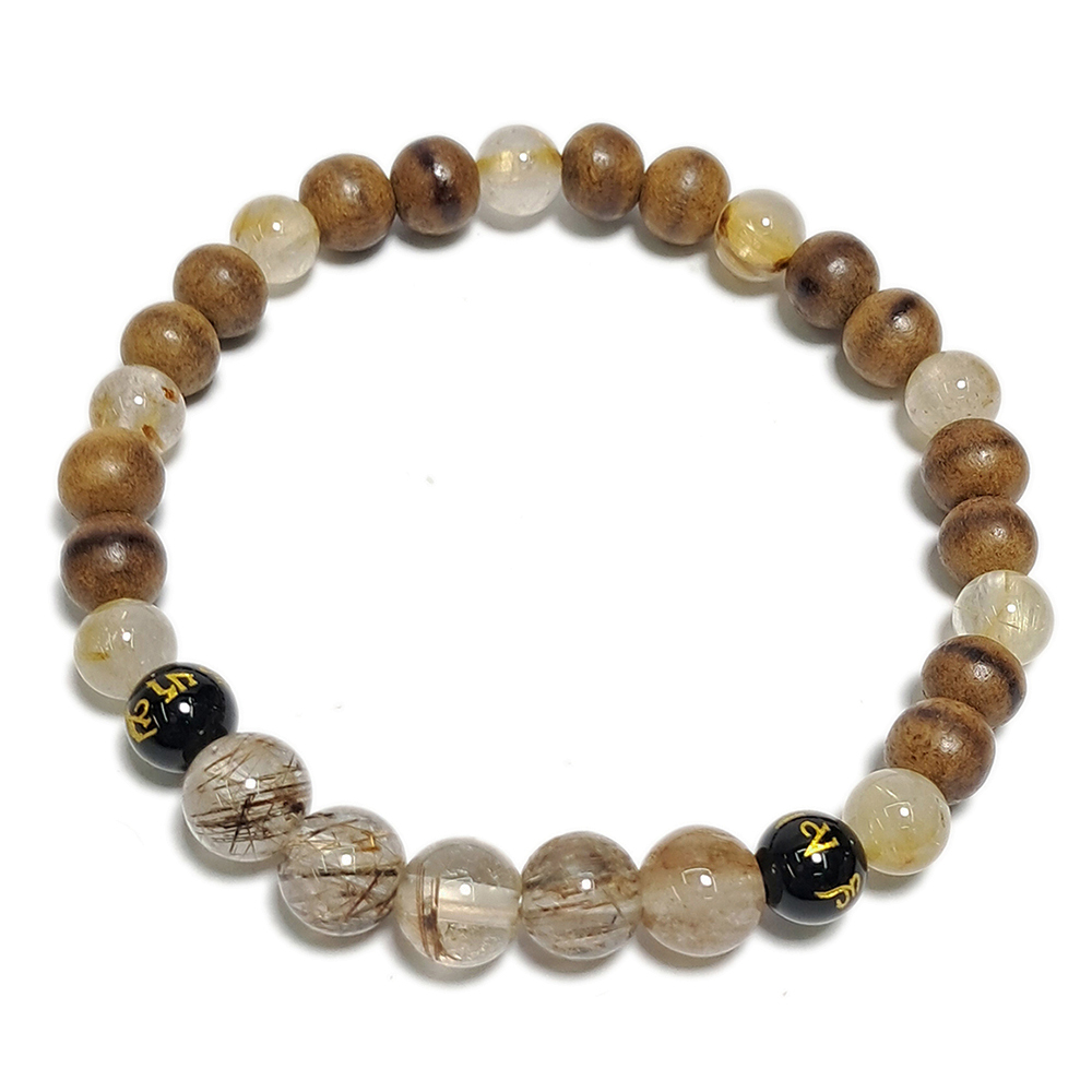 鈦晶+加里萬丹沉香木手珠6mm【十方】147469