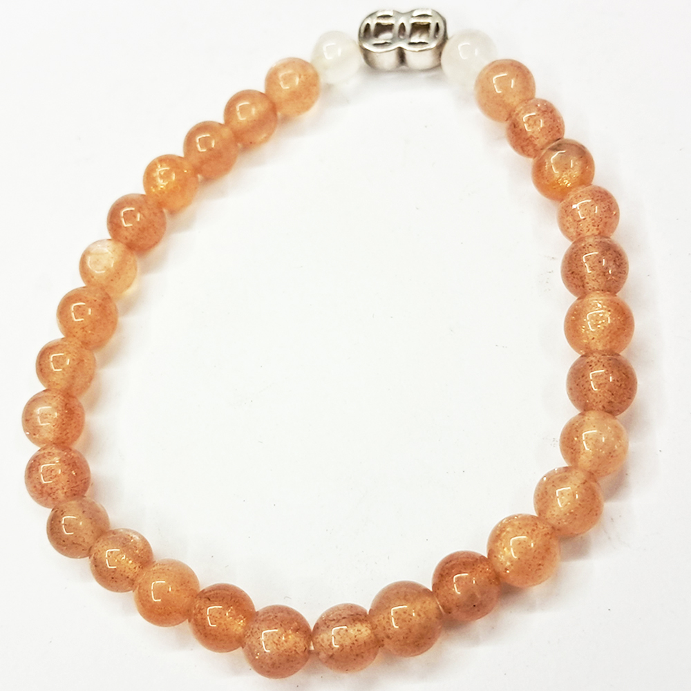 招財古錢 925純銀+太陽石手珠6mm【十方】149981