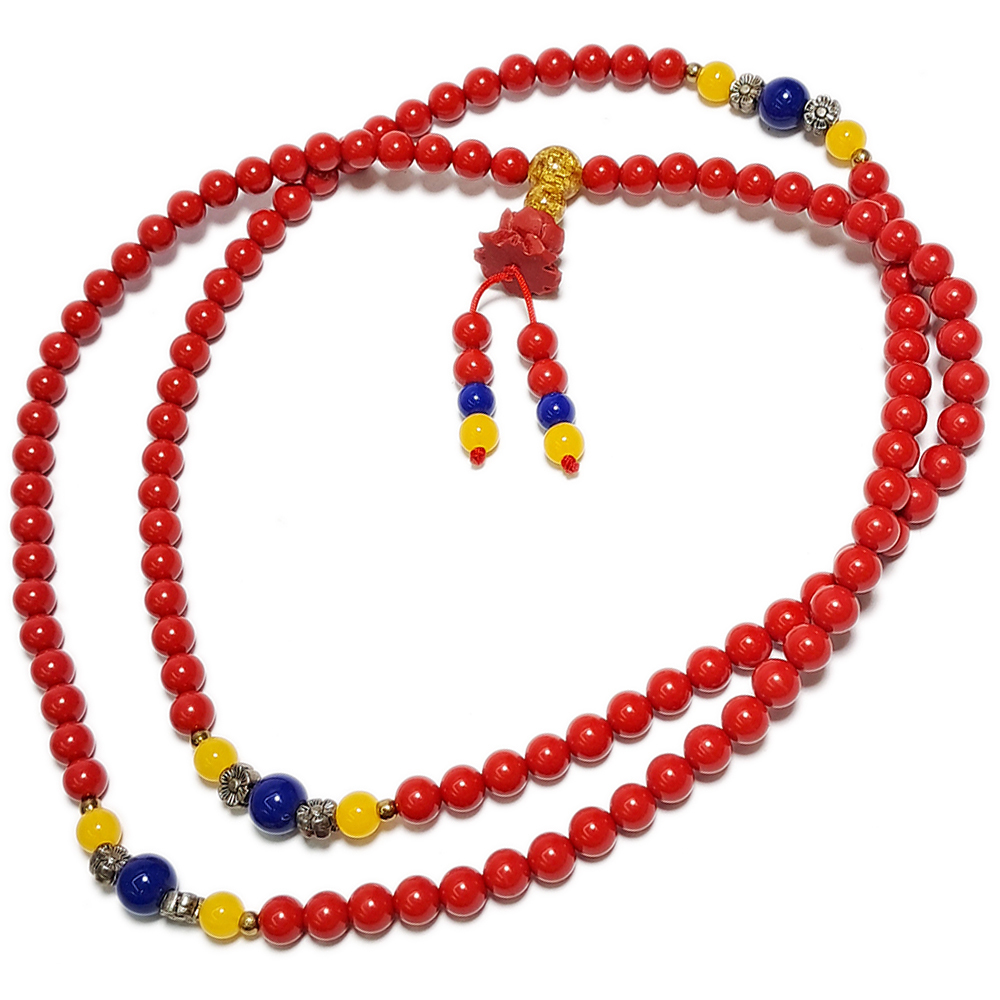 蓮花&硃砂108念珠6mm【十方】153580