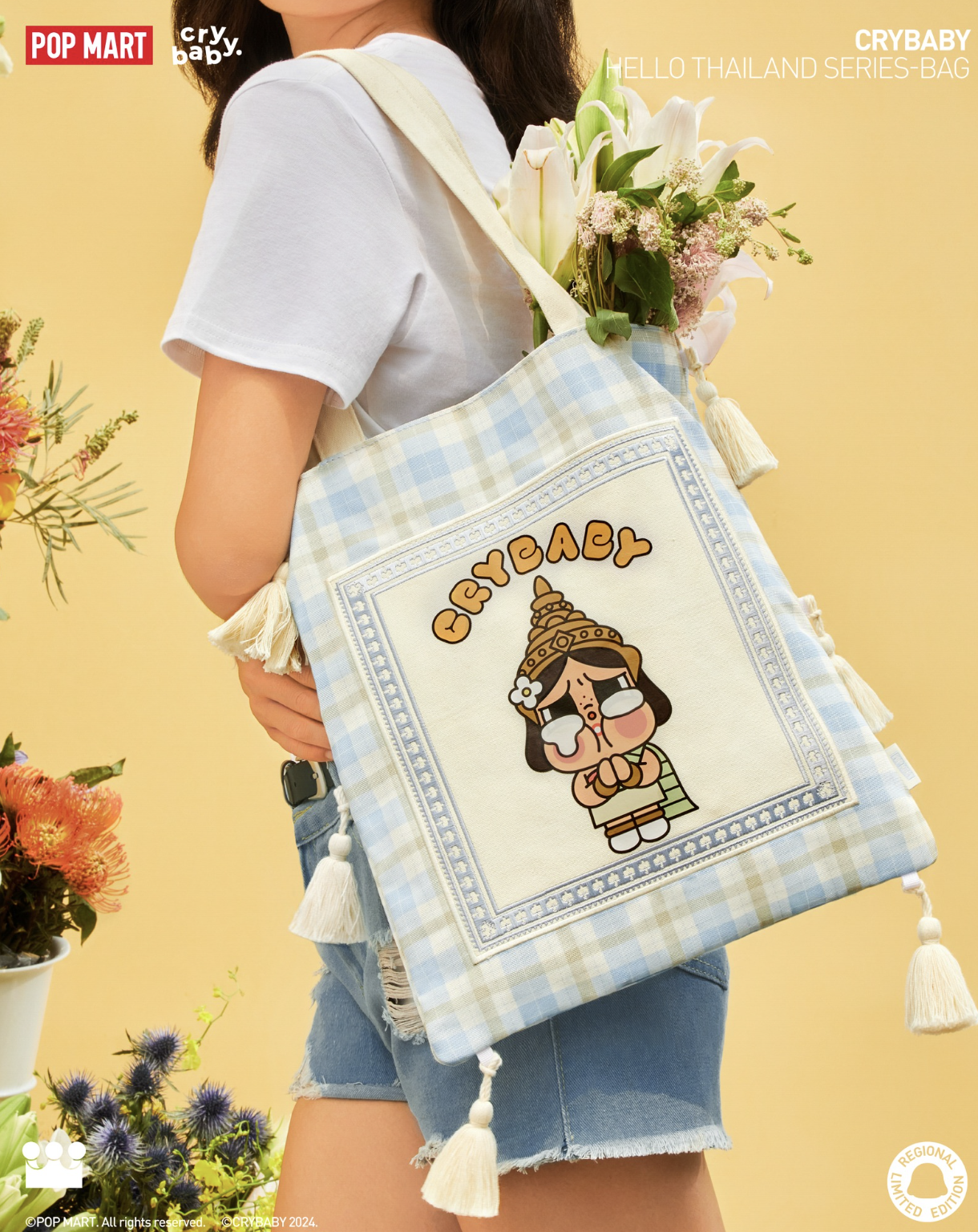 泰國 POP MART泰國限定版CRY BABY TOTE BAG/SMALL ZIP BAG (T10 PO860)