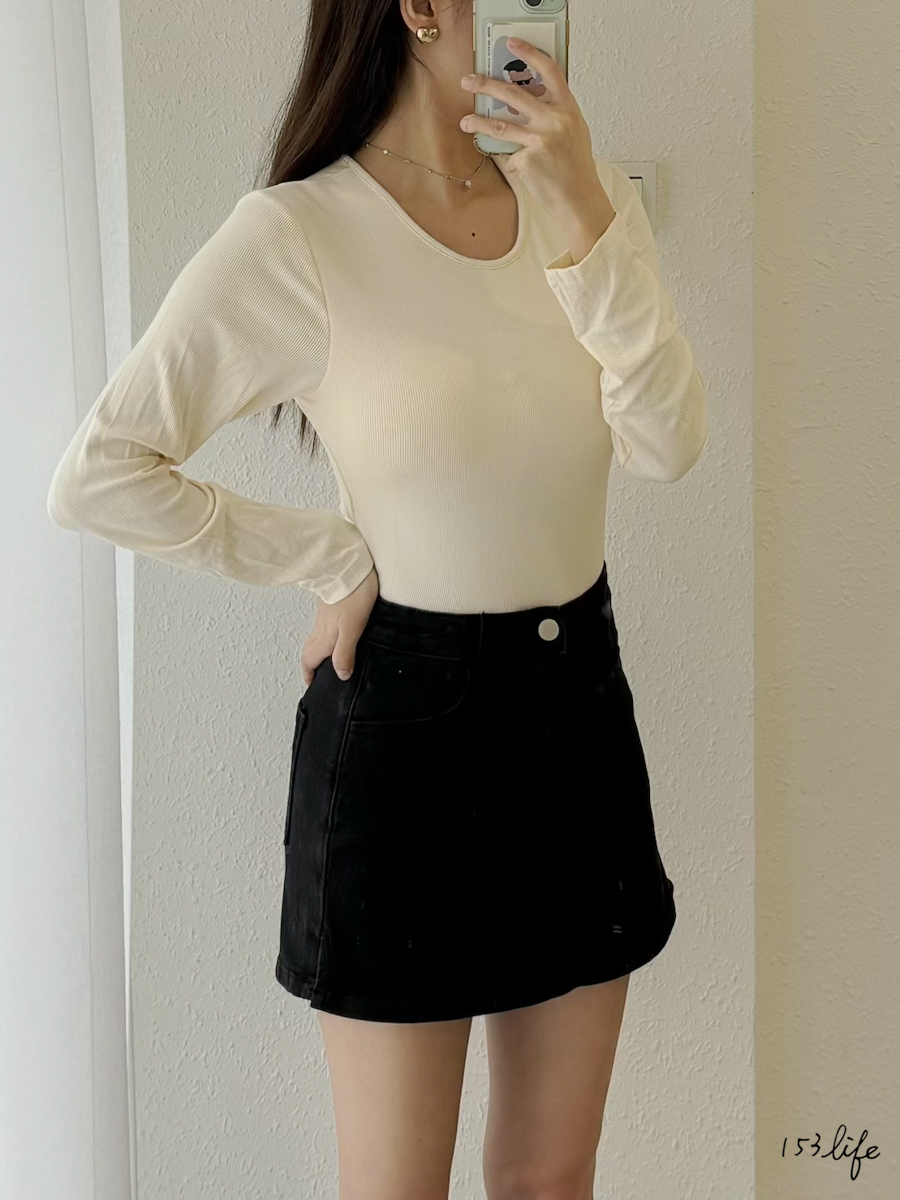 |現貨|素面圓領彈性螺紋braT(3色)