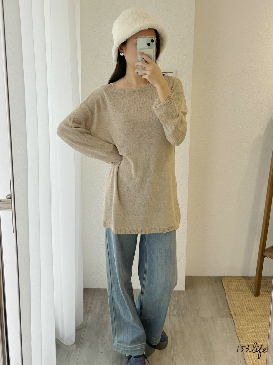 |現貨|氣質斜肩不規則薄針織長版上衣(2色)