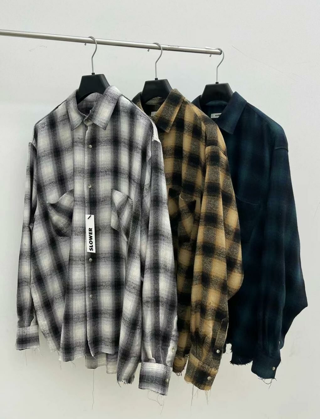 格仔長袖恤衫 SLOWER-009S