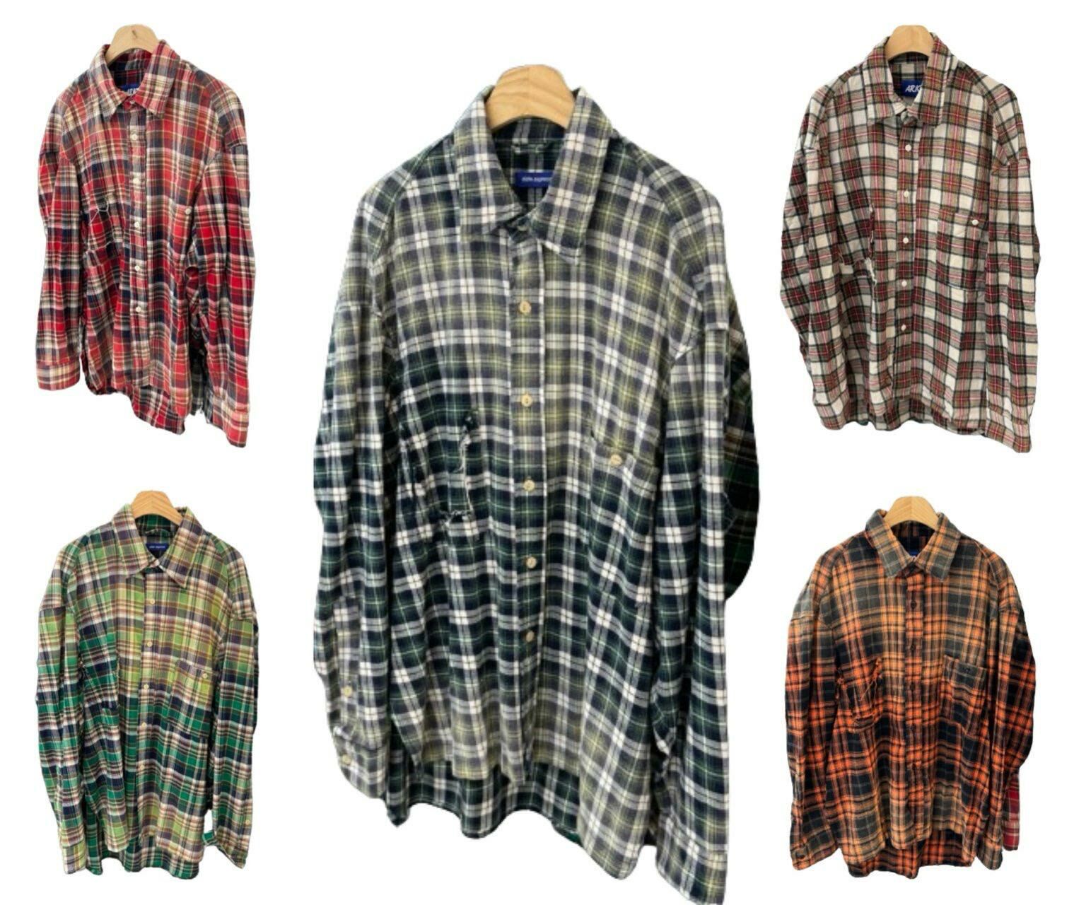 紮染格仔長袖恤衫 DDM-046S