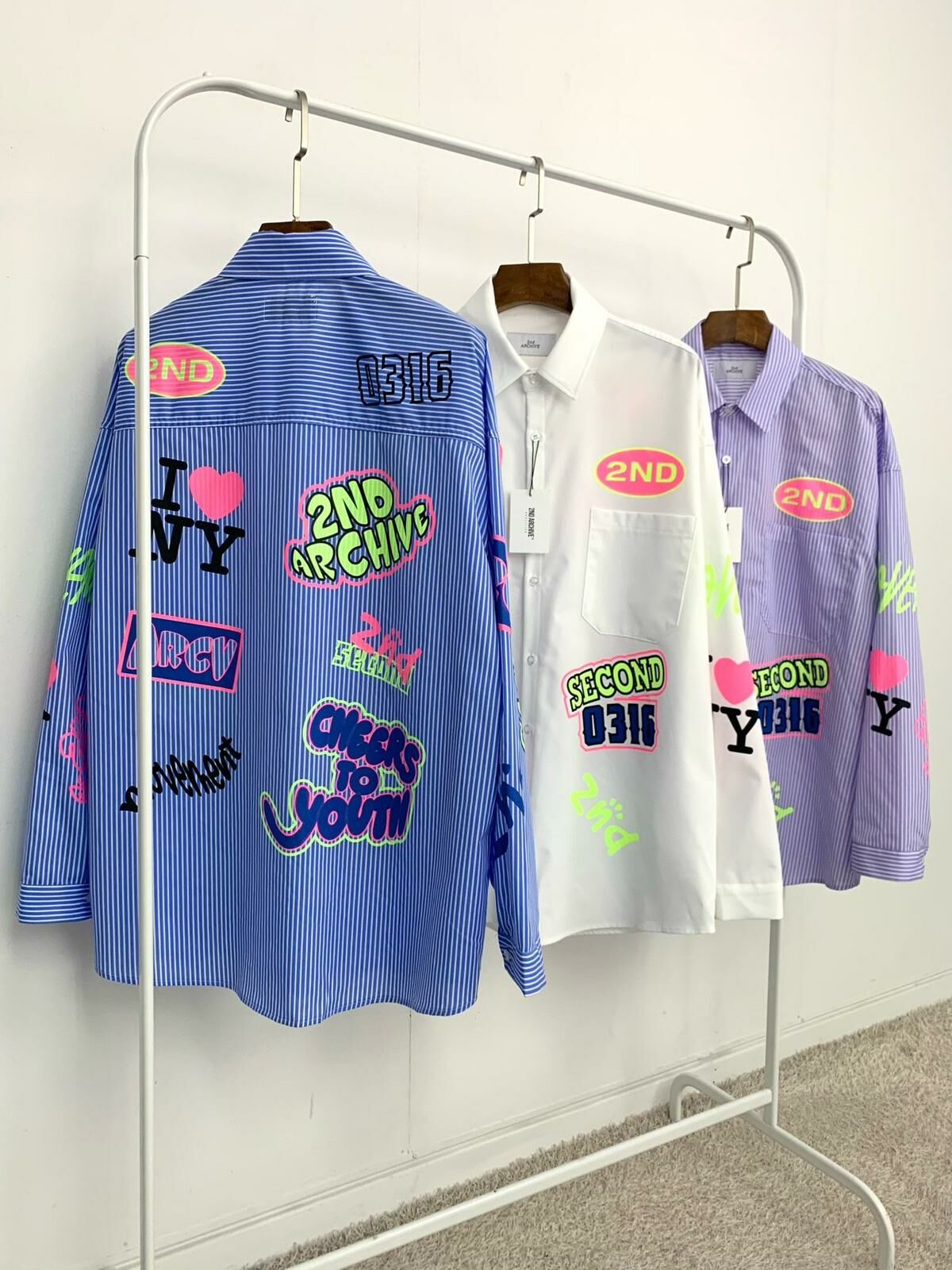 直間/淨色英文字圖案長袖恤衫 2nd-174S