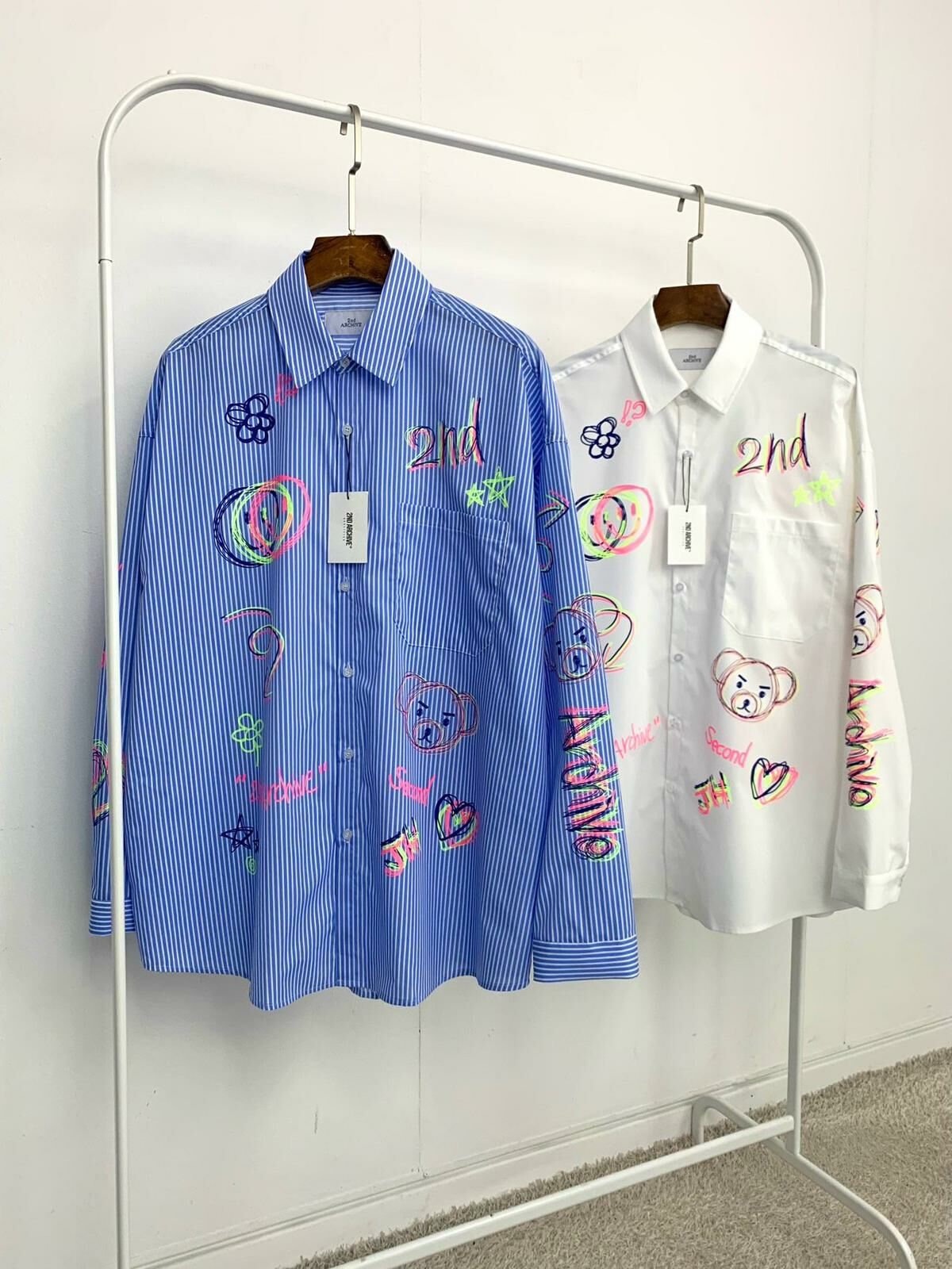 直間/淨色英文字圖案長袖恤衫 2nd-177S