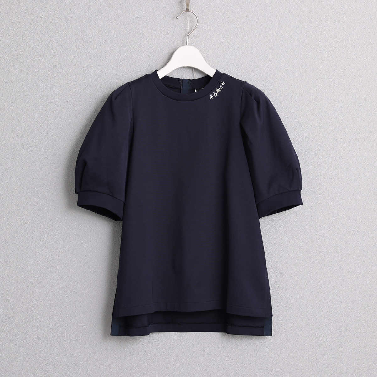 天竺棉設計款上衣 / 深藍色