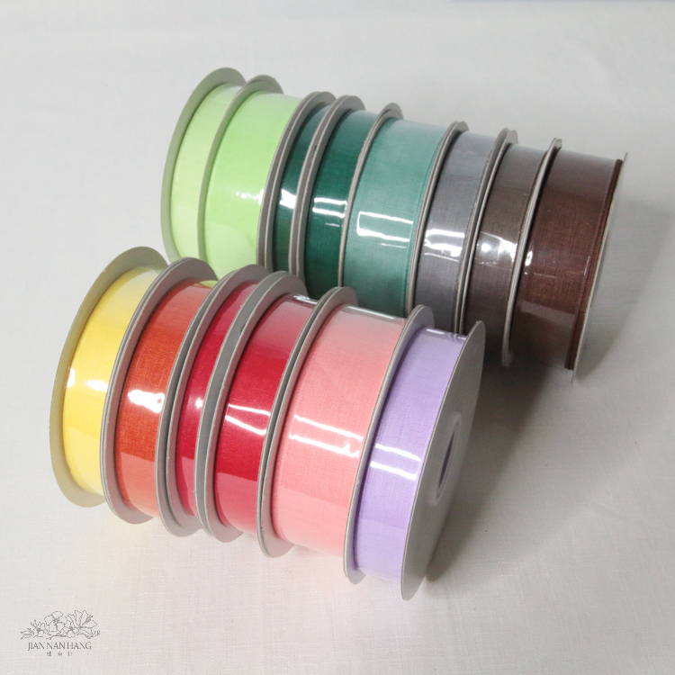 包裝 8M54亞麻緞帶 8色 1吋 25碼