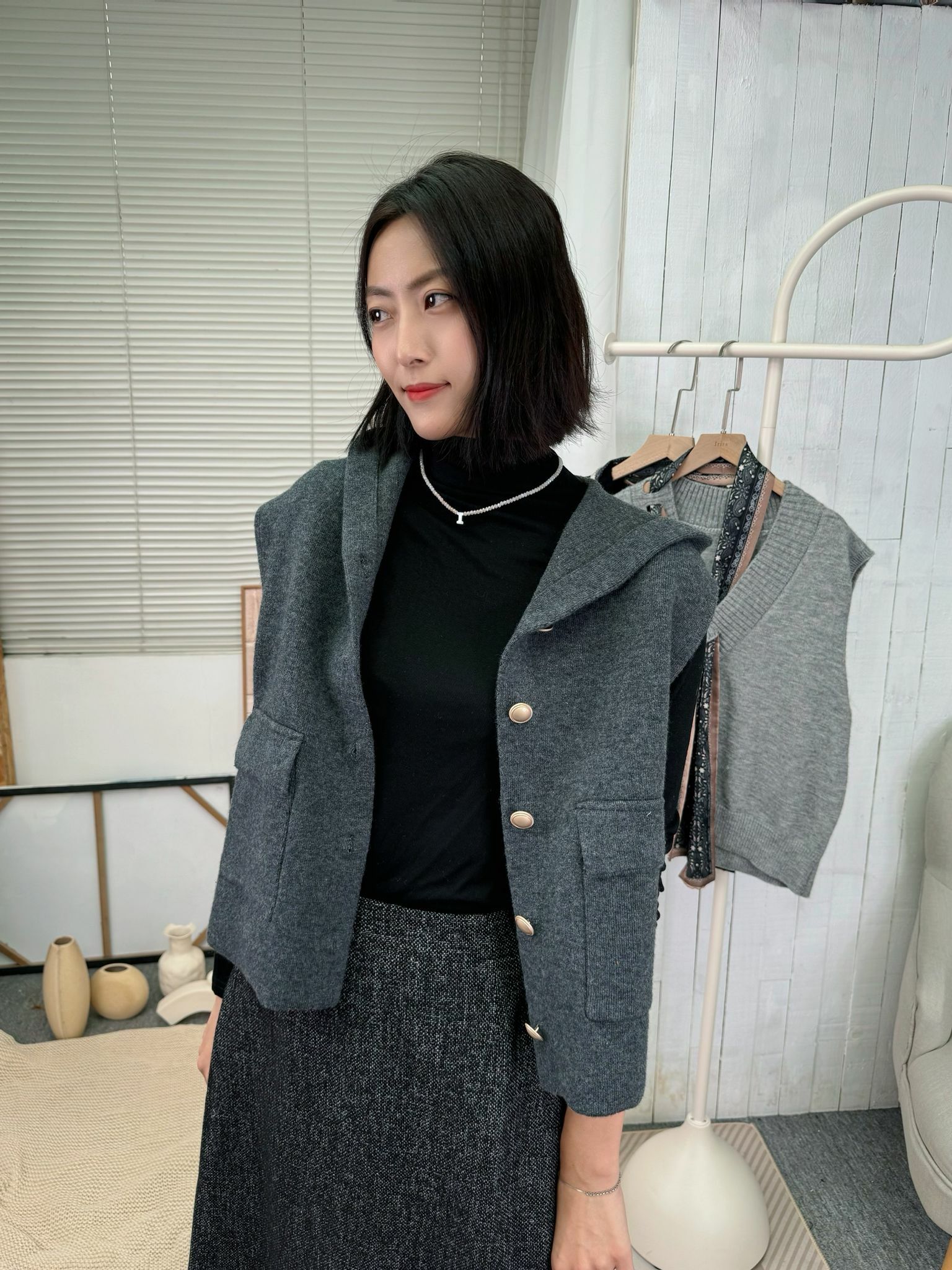 JK#6462♡磨紗手感背心♡