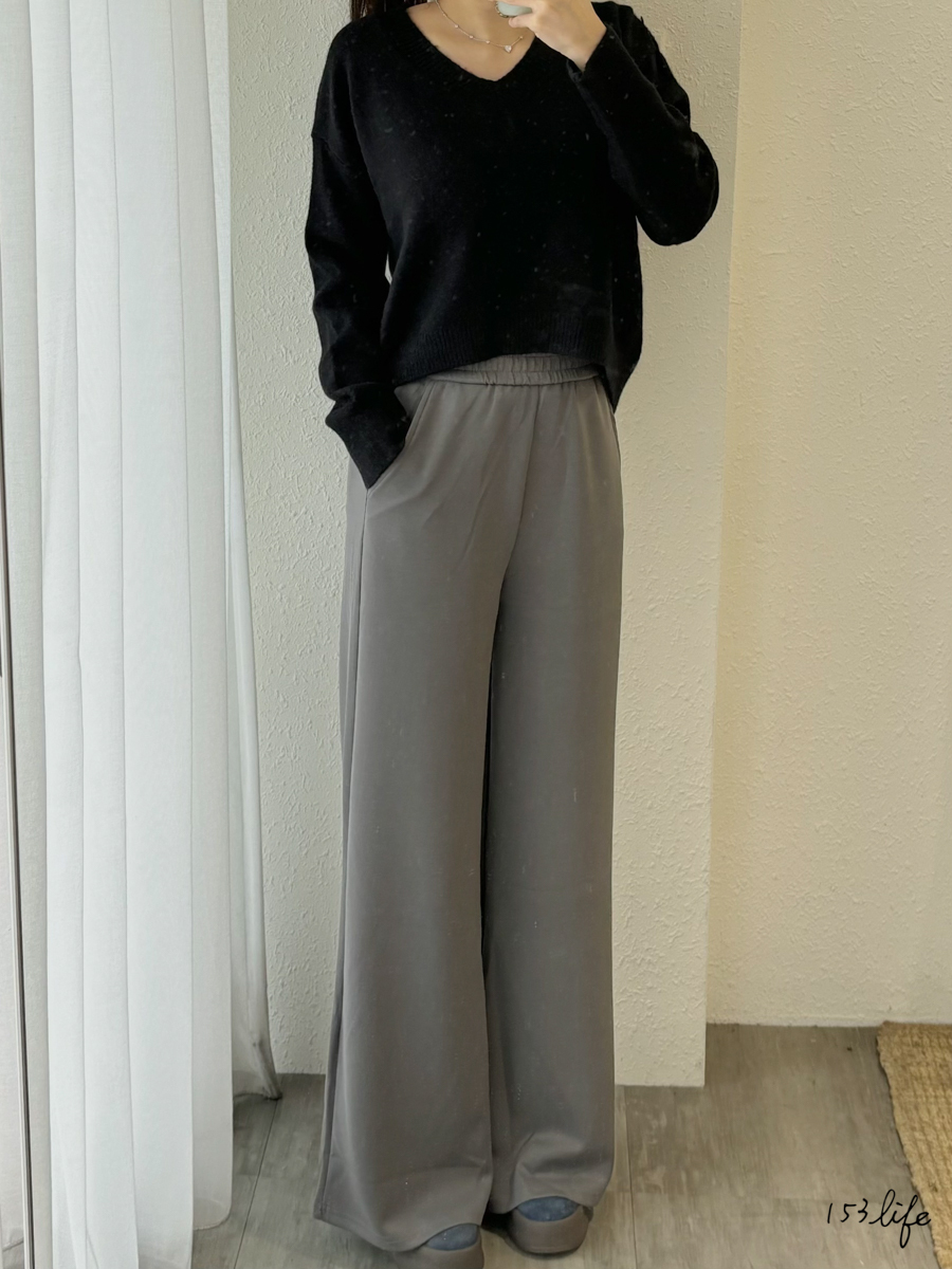 秋日小個子棉質舒適鬆緊腰落地寬褲(九分/長款) XXS-L