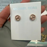 [S] MICHAEL KORS MKJ8123791 LOGO STUD EARRINGS,ROSEGOLD, 796483632004 (SMK1043)