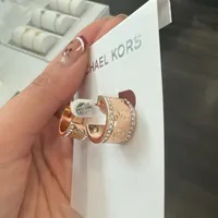 [US] MICHAEL KORS MKJC0033A791 MK LOGO CIRCLE EARRINGS,GOLD, 796483655485 (SMK1044)
