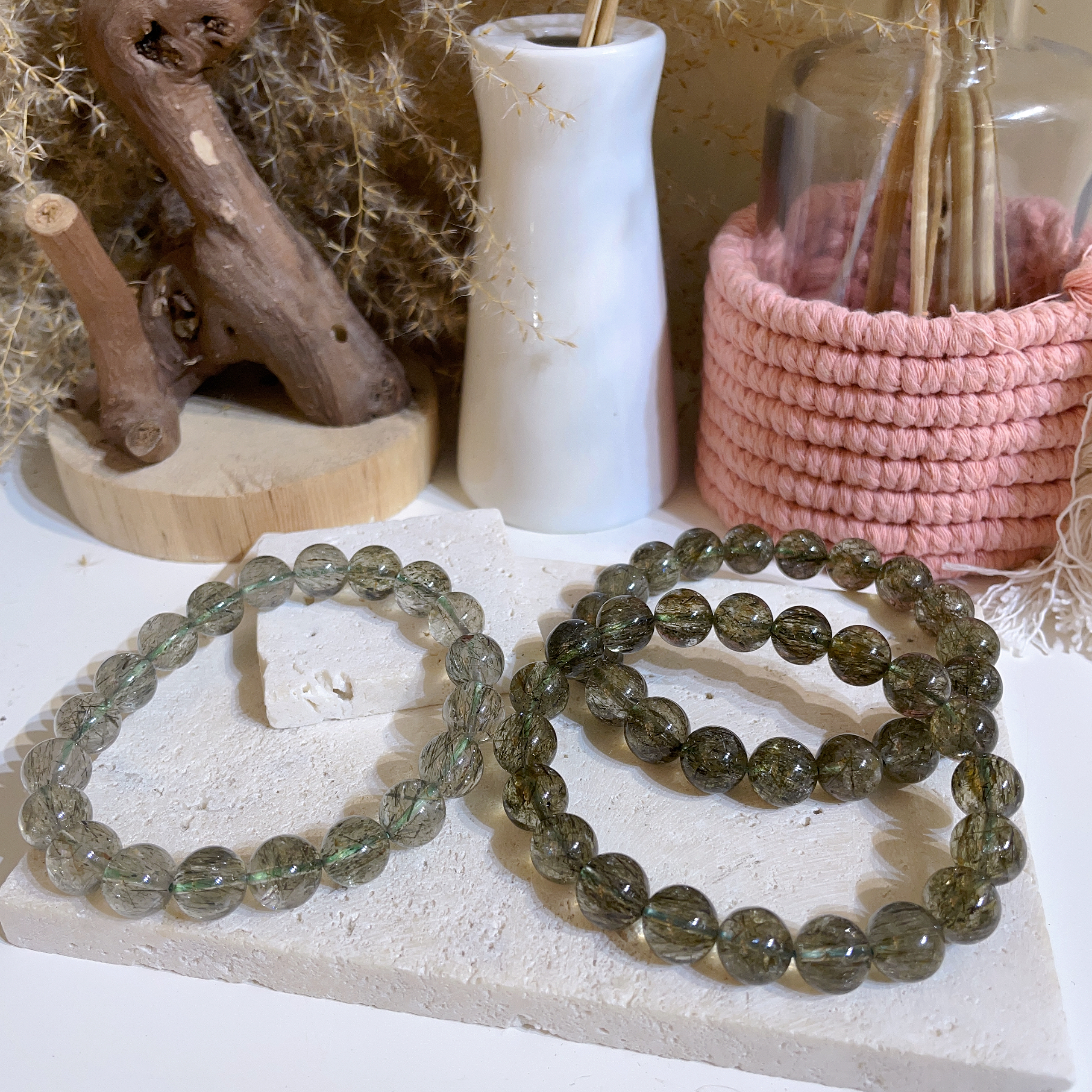 高品綠碧壐髮手串 10mm