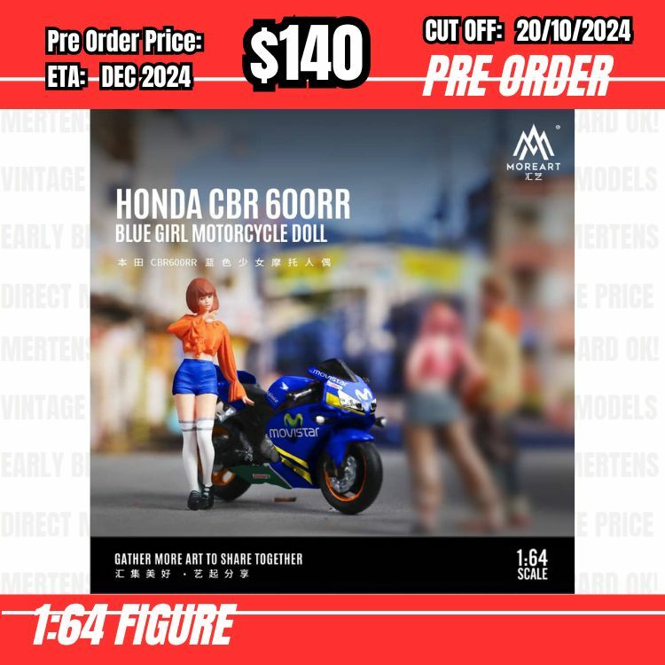 PO-$140 * Moreart * 1:64 Figure - Honda CBR 600RR Blue Girl Motorcycle Doll [OD12/10]