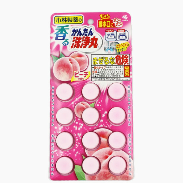 小林製藥--馬桶洗淨丸下水道排水口地漏管道疏通劑【蜜桃香型】12粒x1板