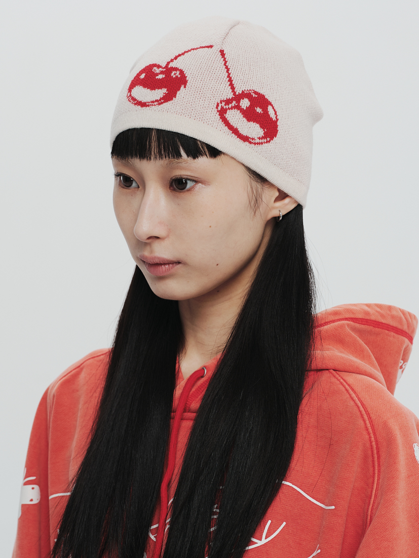 PLATEAU STUDIO / Cherry knit beanie - Light beige