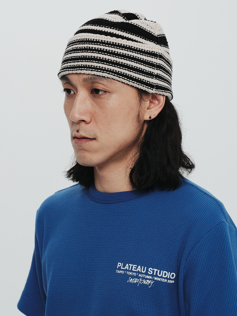 PLATEAU STUDIO / Stripe beanie - black